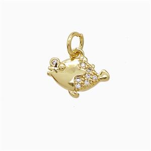 Copper Fish Pendant Pave Zirconia Gold Plated, approx 8-12mm [FD22442]
