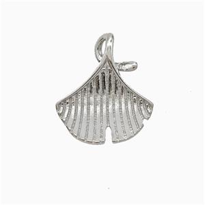 Copper Gingkgo Leaf Pendant Platinum Plated, approx 13-16mm [FD22443]