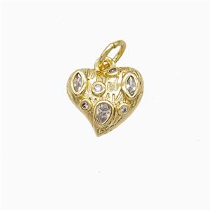 Copper Heart Pendant Pave Zirconia Gold Plated, approx 11mm [FD22456]
