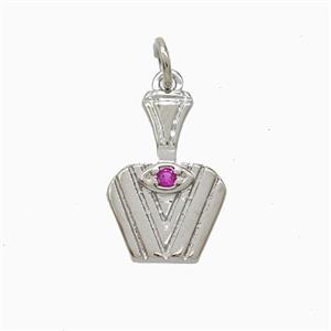 Copper Perfume Bottle Pendant Pave Zirconia Platinum Plated, approx 11-16mm [FD22469]
