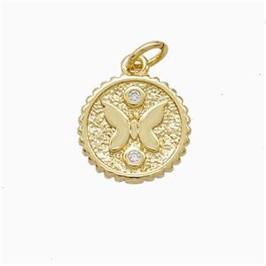 Copper Pendant Pave Zircon, Gold Plated, approx 13mm [FD22476]
