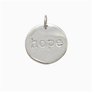 Copper Hope Pendant Circle Platinum Plated, approx 15mm [FD22481]