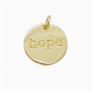 Copper Hope Pendant Circle Gold Plated, approx 15mm [FD22482]