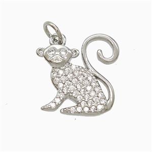 Copper Monkey Pendant Pave Zirconia Platinum Plated, approx 16mm [FD22485]