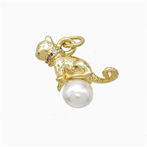 Copper Leopard Pendant Pave Resin Gold Plated, approx 6mm, 15mm [FD22488]