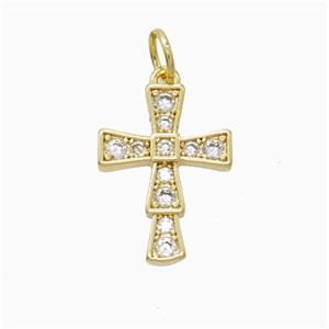 Copper Cross Pendant Pave Zirconia Gold Plated, approx 12-16mm [FD22492]