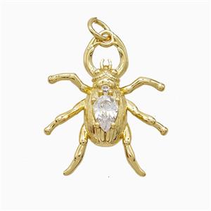 Copper Beetle Pendant Pave Zirconia Gold Plated, approx 20-25mm [FD22496]