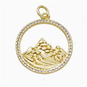 Copper Pendant Pave Zircon, Gold Plated, approx 20mm [FD22508]