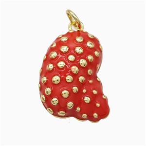 Copper Conch Shell Pendant Red Painted Gold Plated, approx 18-20mm [FD22516]