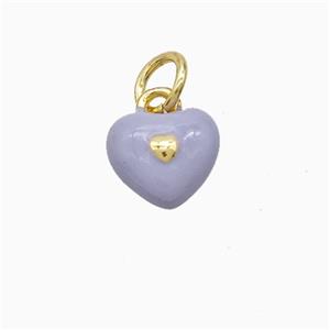 Copper Heart Pendant Lavender Enamel Gold Plated, approx 8mm [FD22529]