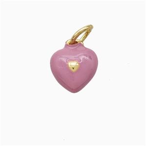 Copper Heart Pendant Pink Enamel Gold Plated, approx 8mm [FD22530]