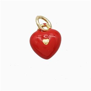 Copper Heart Pendant Red Enamel Gold Plated, approx 8mm [FD22531]