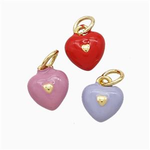 Copper Heart Pendant Enamel Gold Plated Mixed, approx 8mm [FD22532]