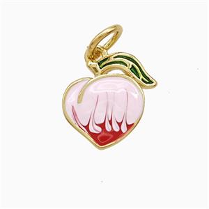 Copper Peach Pendant Enamel Gold Plated, approx 11mm [FD22536]