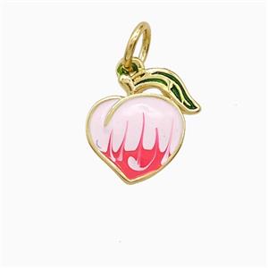 Copper Peach Pendant Enamel Gold Plated, approx 11mm [FD22537]