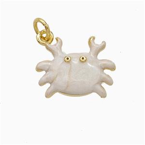 Copper Crab Pendant White Enamel Gold Plated, approx 12-16mm [FD22541]
