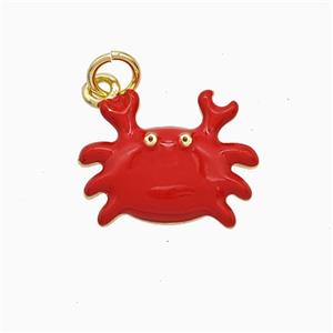 Copper Crab Pendant Red Enamel Gold Plated, approx 12-16mm [FD22542]