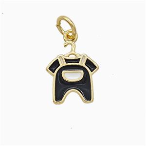Baby Clothes Charms Copper Pendant Black Enamel Gold Plated, approx 10-12mm [FD22546]