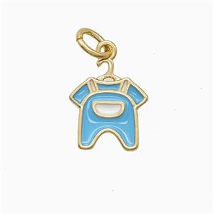 Baby Clothes Charms Copper Pendant Blue Enamel Gold Plated, approx 10-12mm [FD22548]