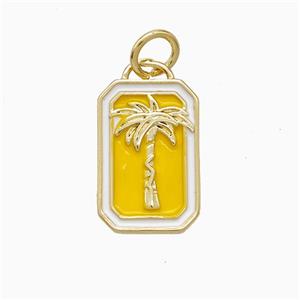 Coconut Tree Charms Copper Palm Pendant Yellow Enamel Gold Plated, approx 10-15mm [FD22552]