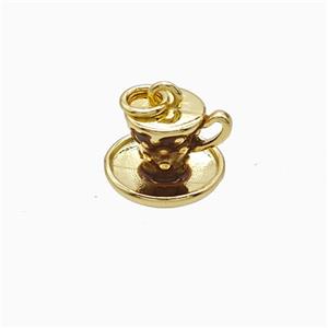 Coffee Cup Charms Copper Pendant Enamel Gold Plated, approx 9-12mm [FD22563]