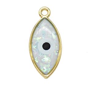 Copper Eye Pendant Pave Resin Gold Plated, approx 10-19mm [FD22580]