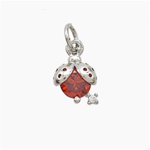 Copper Ladybug Pendant Pave Crystal Glass Platinum Plated, approx 7-10mm [FD22591]