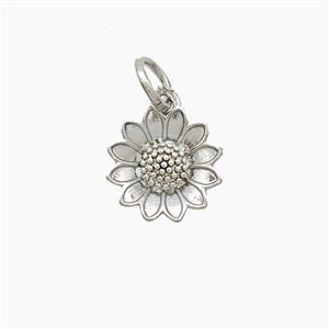 Copper Sunflower Pendant Platinum Plated, approx 10mm [FD22597]