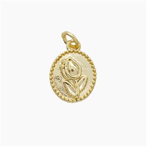 Copper Tulip Pendant Flower Gold Plated, approx 8-9mm [FD22604]