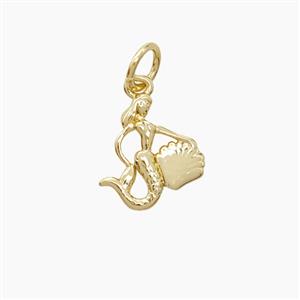 Copper Mermaid Pendant Gold Plated, approx 10-11mm [FD22614]