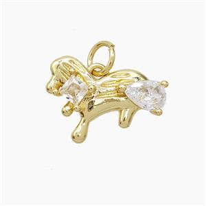 Copper Dog Pendant Pave Zirconia Gold Plated, approx 12-16mm [FD22630]