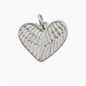 Copper Heart Pendant Angel Wings Platinum Plated, approx 13-16mm [FD22633]