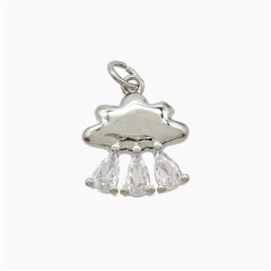 Copper Cloud Pendant Pave Zirconia Platinum Plated, approx 13mm [FD22639]