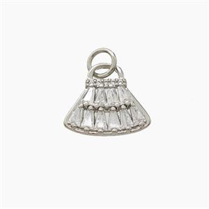 Copper Handbag Pendant Pave Zirconia Platinum Plated, approx 13mm [FD22641]