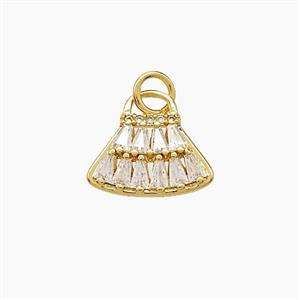 Copper Handbag Pendant Pave Zirconia Gold Plated, approx 13mm [FD22642]