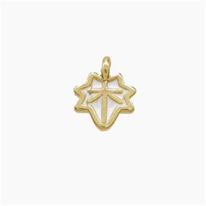 Copper Maple Leaf Pendant White Enamel Gold Plated, approx 5mm [FD22656]