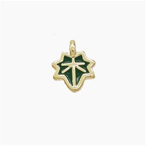 Copper Maple Leaf Pendant Green Enamel Gold Plated, approx 5mm [FD22657]