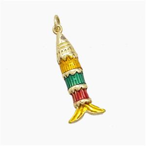 Copper Fish Pendant Multicolor Painted Gold Plated, approx 6-24mm [FD22726]