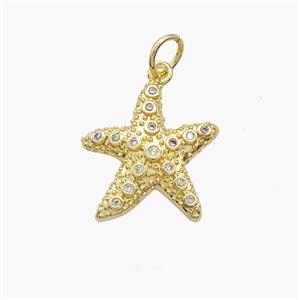Copper Starfish Pendant Pave Zirconia Gold Plated, approx 15mm [FD22740]