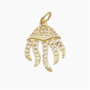 Copper Jellyfish Pendant Pave Zirconia Gold Plated, approx 14-16mm [FD22750]
