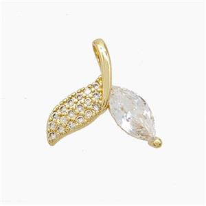 Copper Shark-Tail Pendant Pave Zirconia Gold Plated, approx 16mm [FD22761]
