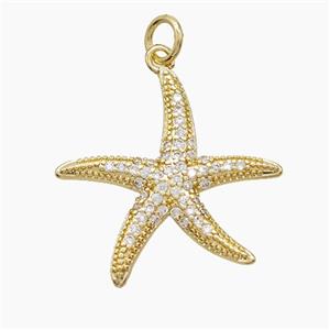Copper Starfish Pendant Pave Zirconia Gold Plated, approx 22mm [FD22766]