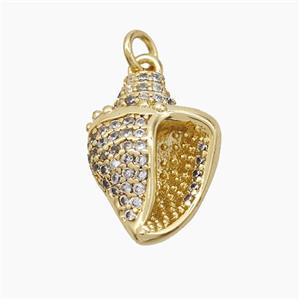 Copper Conch Shell Pendant Pave Zirconia Gold Plated, approx 13-18mm [FD22769]