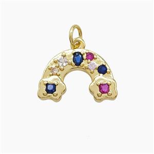 Copper Rainbow Pendant Pave Zirconia Gold Plated, approx 11-16mm [FD22770]
