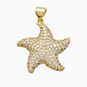 Copper Starfish Pendant Pave Zirconia Gold Plated, approx 20mm [FD22778]