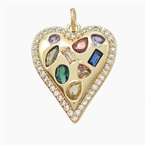 Copper Heart Pendant Pave Zirconia Gold Plated, approx 18-20mm [FD22782]