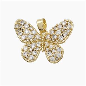 Copper Butterfly Pendant Pave Zirconia Gold Plated, approx 20-28mm [FD22783]