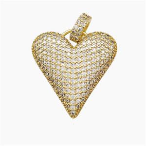 Copper Heart Pendant Micropave Zirconia Gold Plated, approx 22-23mm [FD22790]