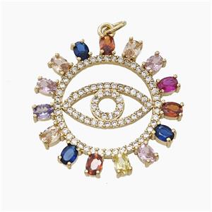Copper Eye Pendant Pave Zirconia Gold Plated, approx 28mm [FD22791]