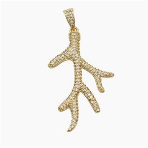 Copper Deer Breast Pendant Pave Zirconia Gold Plated, approx 25-40mm [FD22792]
